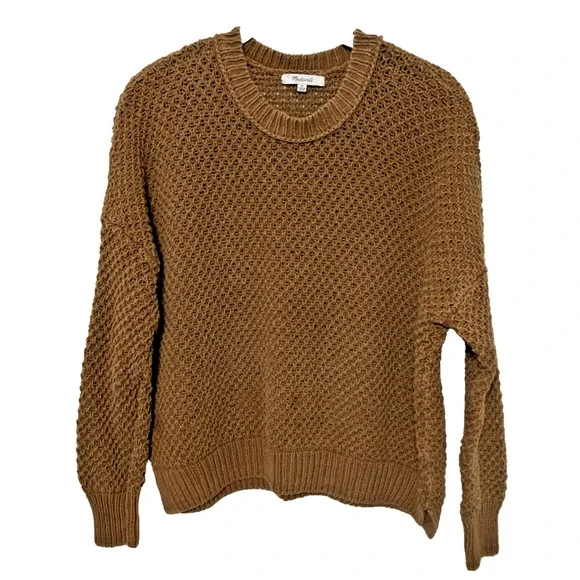 Madewell Women's Pullover Open Weave Cotton Sleeve Sweater Sz M French Quarter - Picture 1 of 5
